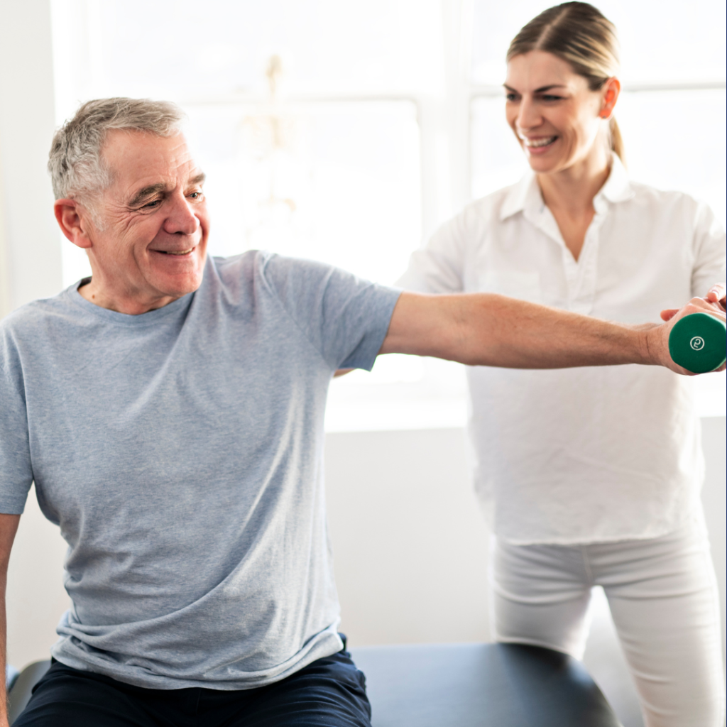 Parkinson's patient doing exercise with a Physiotherapist