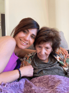 Selfie of Bec and her mum at the hospital