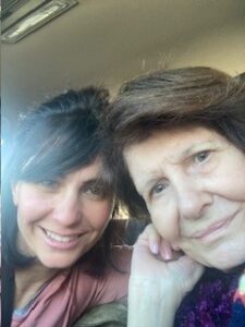 Selfie of Bec and her mom inside a car