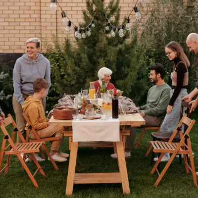 Outdoors family celebration during festive season
