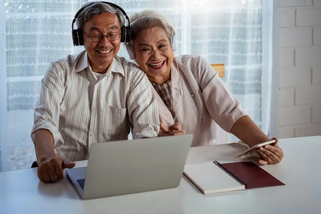 ParkinSong singing group - An elderly couple joining an Online Singing session