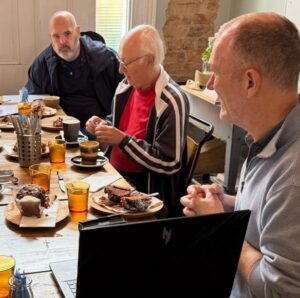 ‘Parky Soccer’ members enjoying a morning coffee together