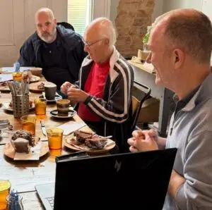 ‘Parky Soccer’ members enjoying a morning coffee together
