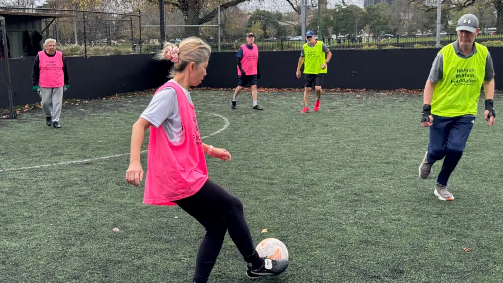 Members of ‘Parky Soccer’ playing a game on Saturday 20 June 2026