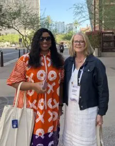 Sheenagh (right) and her WPC co-panellist, Omotola Thomas MSc – Head of Parkinson’s Africa